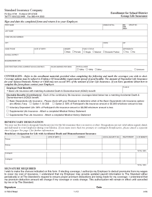 School District Group Life Insurance Enrollment Form
