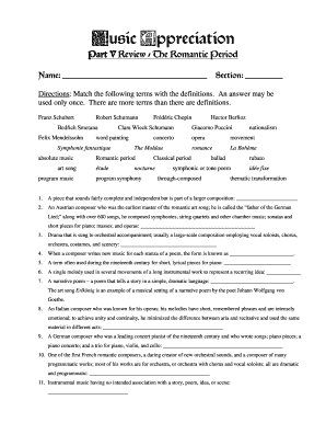 Music Appreciation Review Form