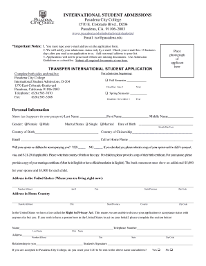 Transfer International Student Application