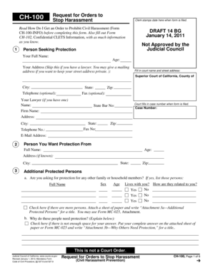 California Civil Harassment Restraining Order