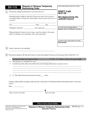 Request to Reissue Temporary Restraining Order