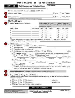 California Child Custody and Visitation Order