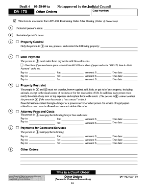 California Restraining Order After Hearing Attachment