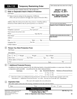 California Temporary Restraining Order EA-110