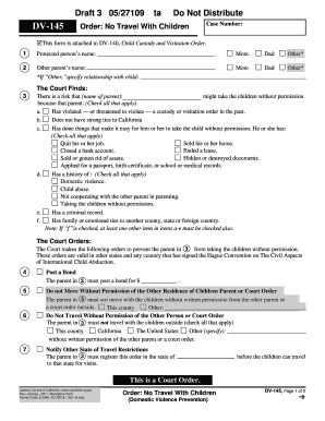 California Order No Travel With Children