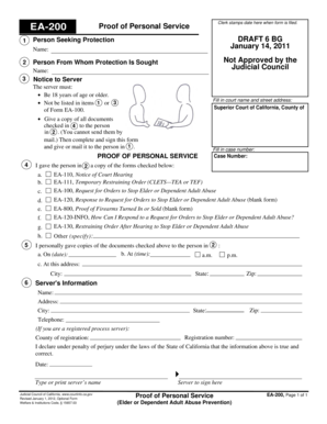California Proof of Personal Service EA-200