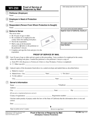 California Proof of Service of Response by Mail