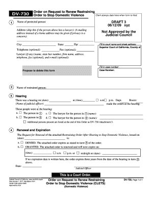 Order on Request to Renew Restraining Order to Stop Domestic Violence