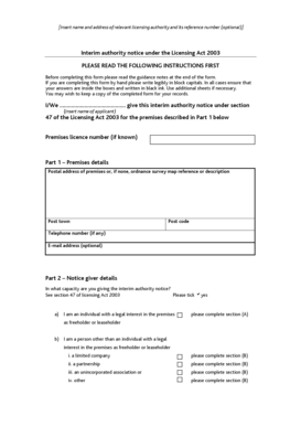 Interim Authority Notice Under Licensing Act 2003