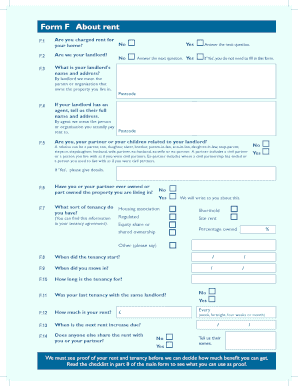 UK Housing Benefit Rent Form