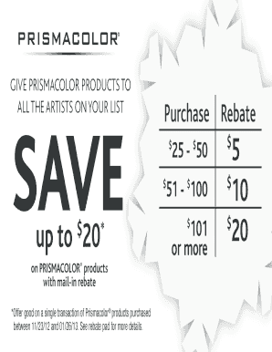 Prismacolor Product Purchase Rebate Form
