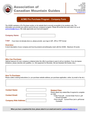 Pro Purchase Form - Association of Canadian Mountain Guides