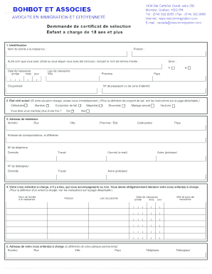 Demande de certificat de sélection du Québec