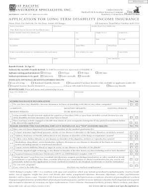 Application for Long Term Disability Income Insurance