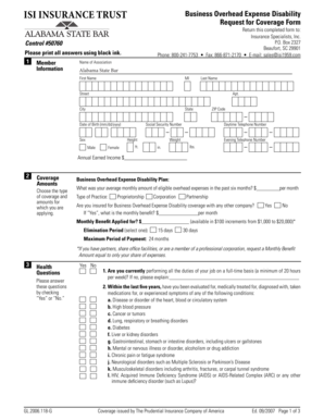 Business Overhead Expense Disability Coverage Request Form