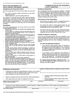 California Child Spousal and Medical Support Agreement