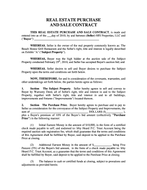 Real Estate Purchase and Sale Contract