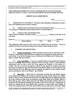 Colorado Short Sale Addendum