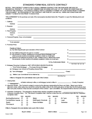 Standard Form Real Estate Contract