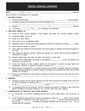 Resident Manager Agreement