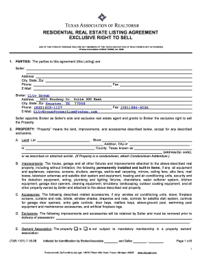 Texas Residential Real Estate Listing Agreement