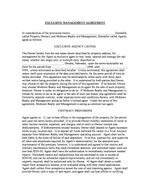 Exclusive Management Agreement