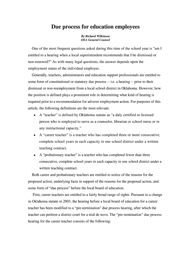 Fillable Online Due process for education employees Fax Email Print ...
