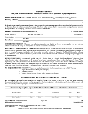 Nevada Real Estate Dual Agency Consent Form