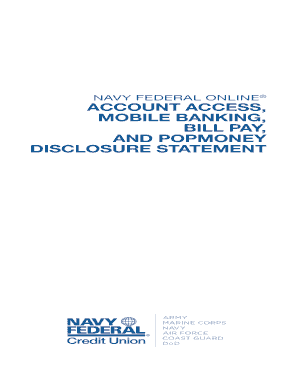 Navy federal online account access service application and agreement form