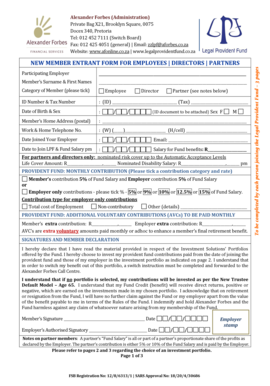 South Africa Provident Fund Entrant Form