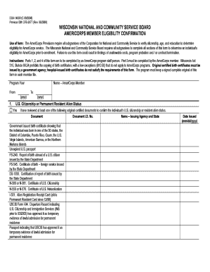 AmeriCorps Member Eligibility Confirmation