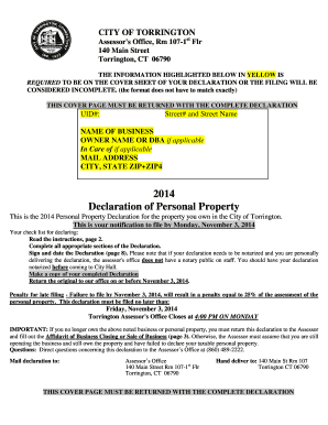 2014 Connecticut Personal Property Declaration