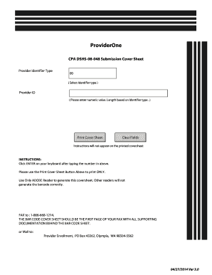 ProviderOne CPA DSHS-08-048 Cover Sheet