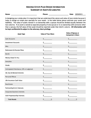 Arizona Estate Plan Design Information