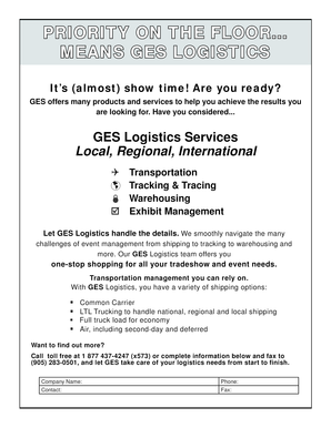 GES Logistics Services Order Form