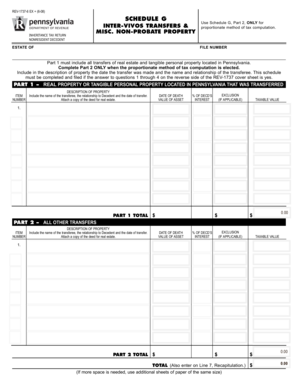 Pennsylvania Inheritance Tax Return Schedule G