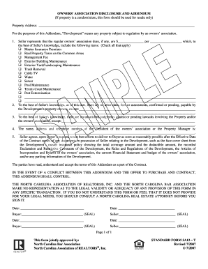 Owners' Association Disclosure and Addendum