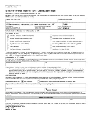 Michigan EFT Credit Application