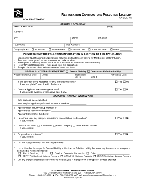 Restoration Contractors Pollution Liability Application