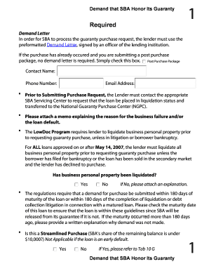 SBA 7(a) Guaranty Purchase Package