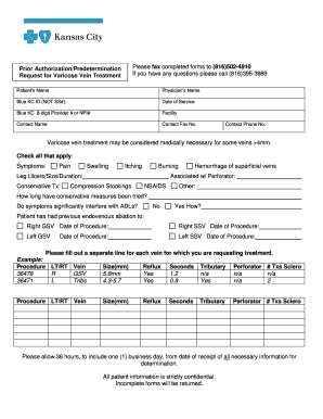 Varicose Vein Treatment Prior Authorization Form
