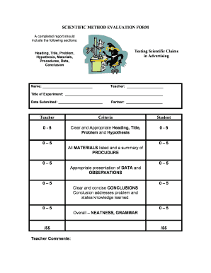 SCIENTIFIC METHOD EVALUATION FORM Testing Scientific ... - spiritsd