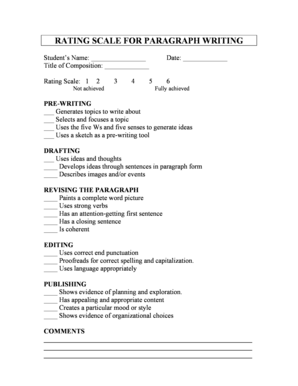 Paragraph Writing Rating Scale