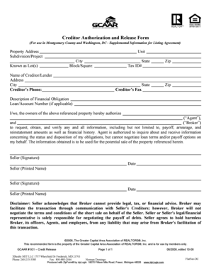 Creditor Authorization and Release Form