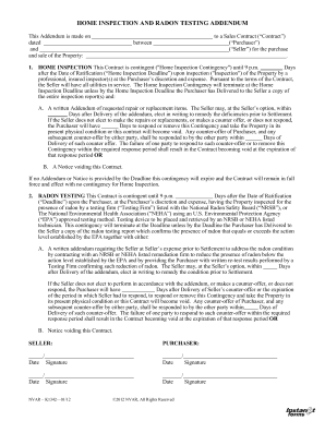 Home Inspection and Radon Testing Addendum