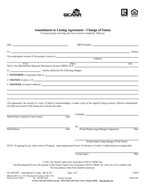 Amendment to Listing Agreement