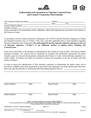 Electronic Signature Addendum for Contract/Lease