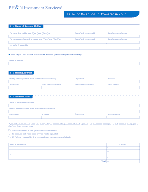 Letter of Direction to Transfer Account