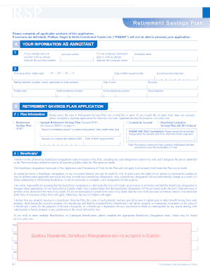 Quebec Resident Retirement Savings Plan Application