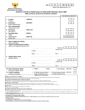 Indonesia Annual Manufacturing Survey Form